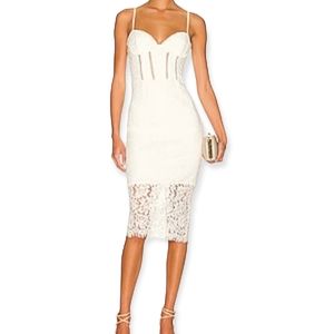 Bardot White Lace Midi Dress